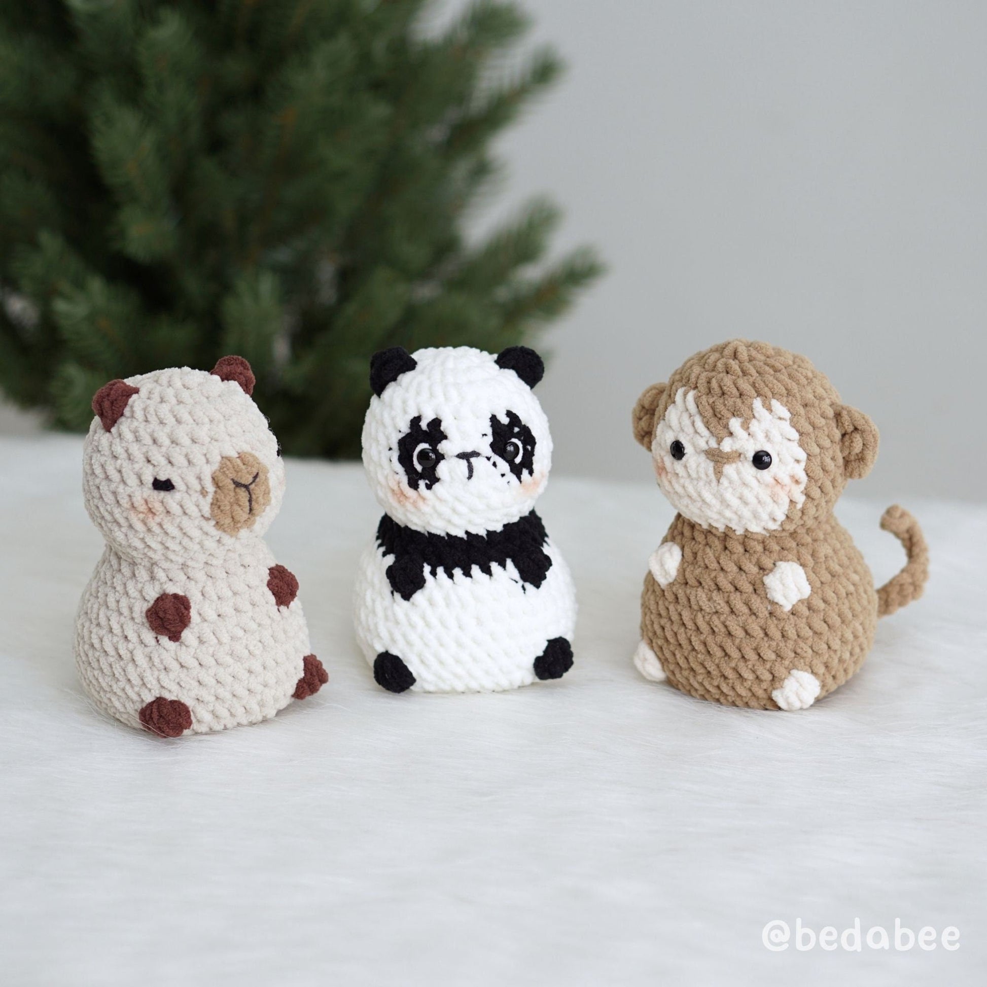 Bedabee No-Sew 6-in-1 Chubby Safari Animals Crochet Pattern Bundle Amigurumi PDF Tutorial