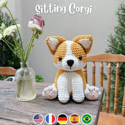 Bedabee Sitting Corgi Crochet Pattern Amigurumi Dog Puppy PDF Tutorial