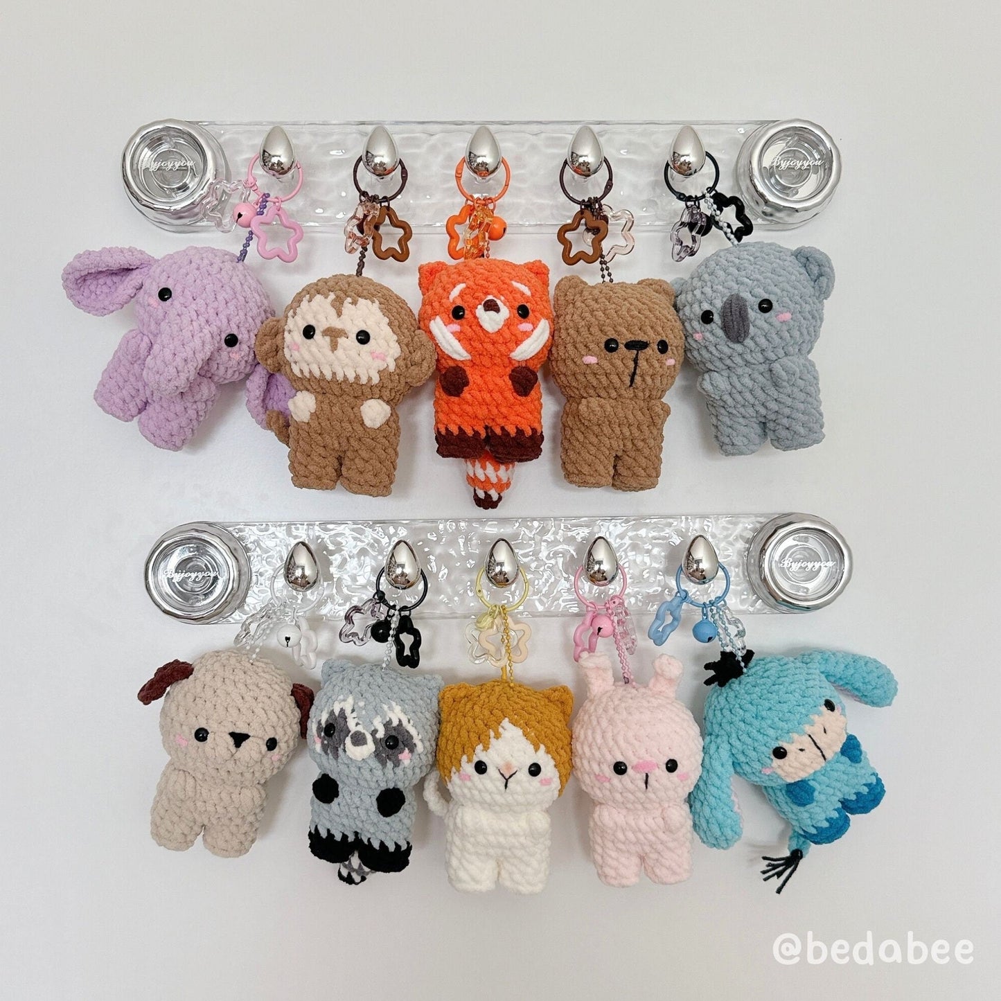Bedabee No-Sew 10-in-1 Animal Keychain Crochet Pattern Bundle Amigurumi PDF Tutorial
