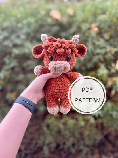 KnotsandSnugglesCo Honey the Highland Cow Crochet Pattern PDF