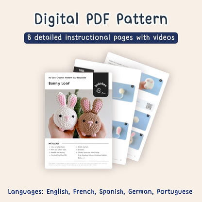 Bedabee No-Sew Bunny Plushie Crochet Pattern Amigurumi PDF Tutorial