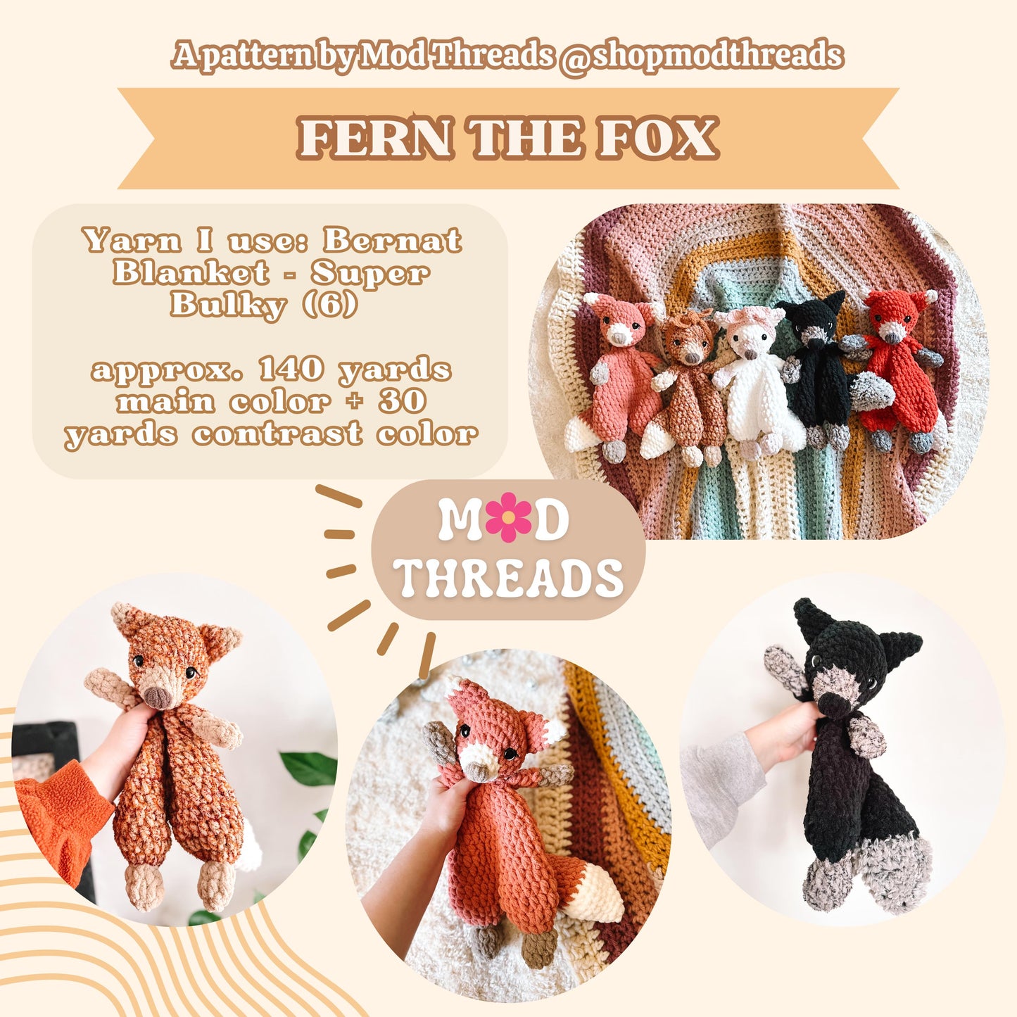 Fern the Fox Crochet Pattern: Low Sew Amigurumi (PDF Pattern)