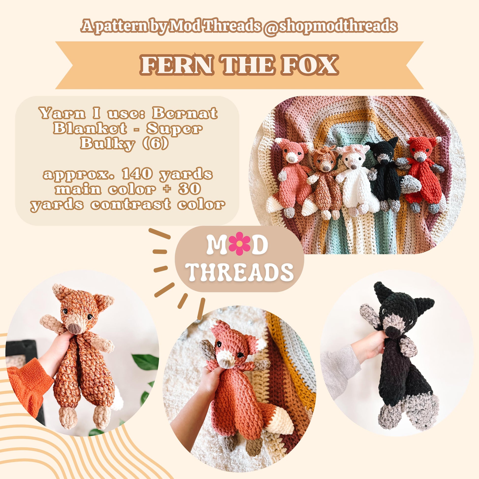 Fern the Fox Crochet Pattern: Low Sew Amigurumi (PDF Pattern)