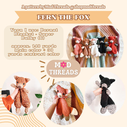 Fern the Fox Crochet Pattern: Low Sew Amigurumi (PDF Pattern)