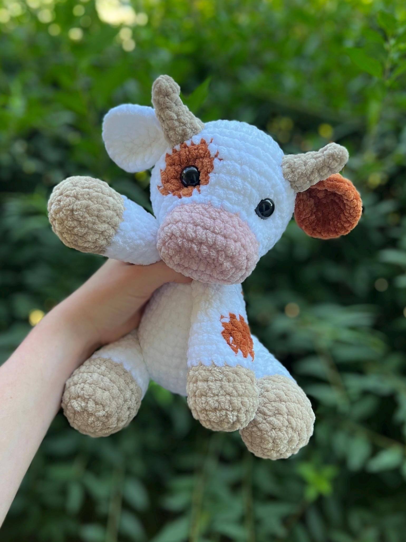 KnotsandSnugglesCo Clover the Cow Amigurumi Crochet Pattern PDF