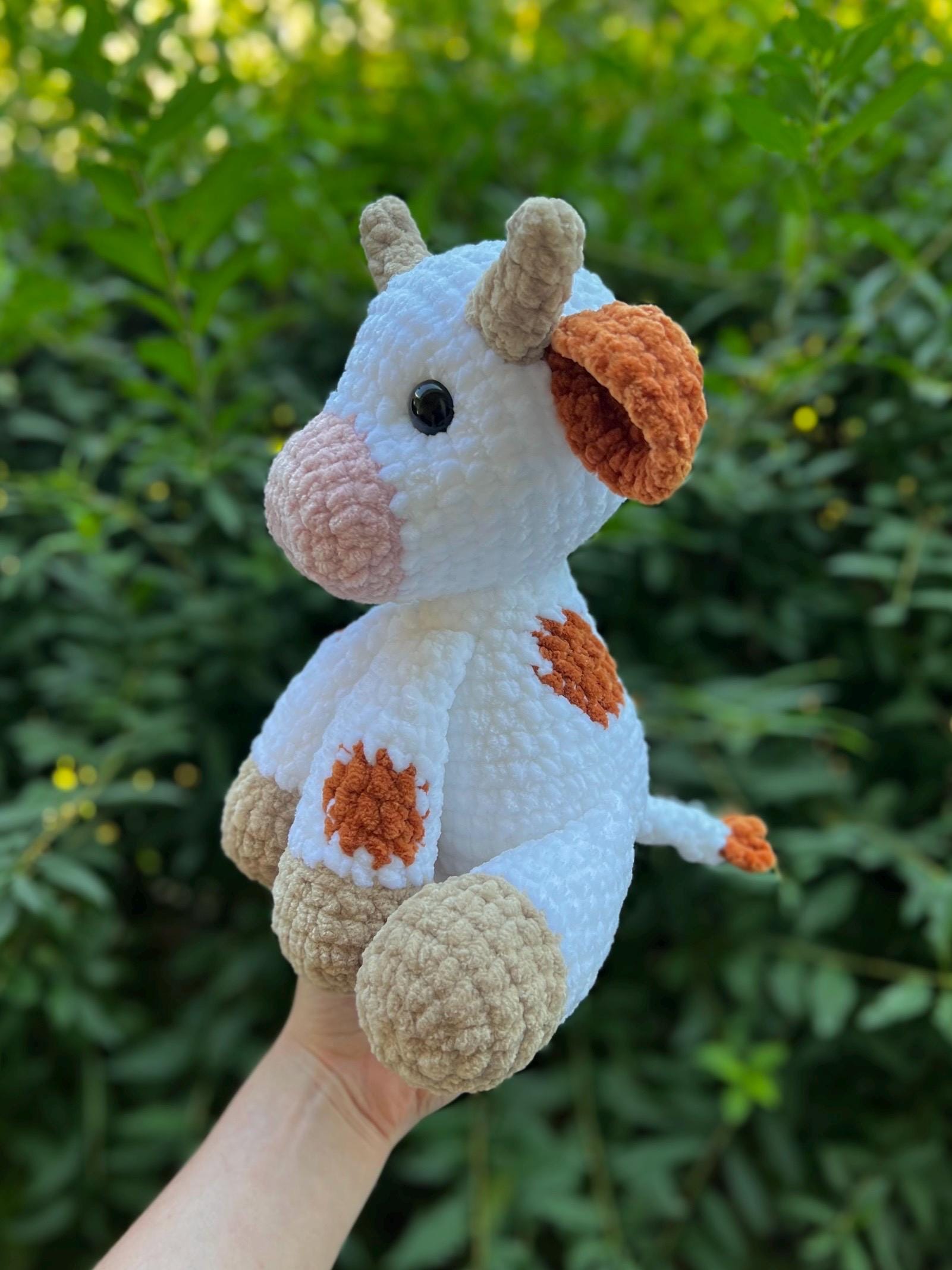 KnotsandSnugglesCo Clover the Cow Amigurumi Crochet Pattern PDF