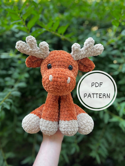 KnotsandSnugglesCo Maple the Moose Amigurumi Crochet Pattern PDF
