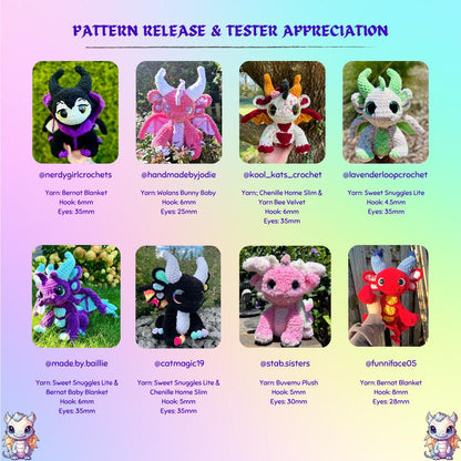 SnuggleBeansCrochet Zazzie the Baby Dragon Crochet Pattern Customizable Amigurumi PDF