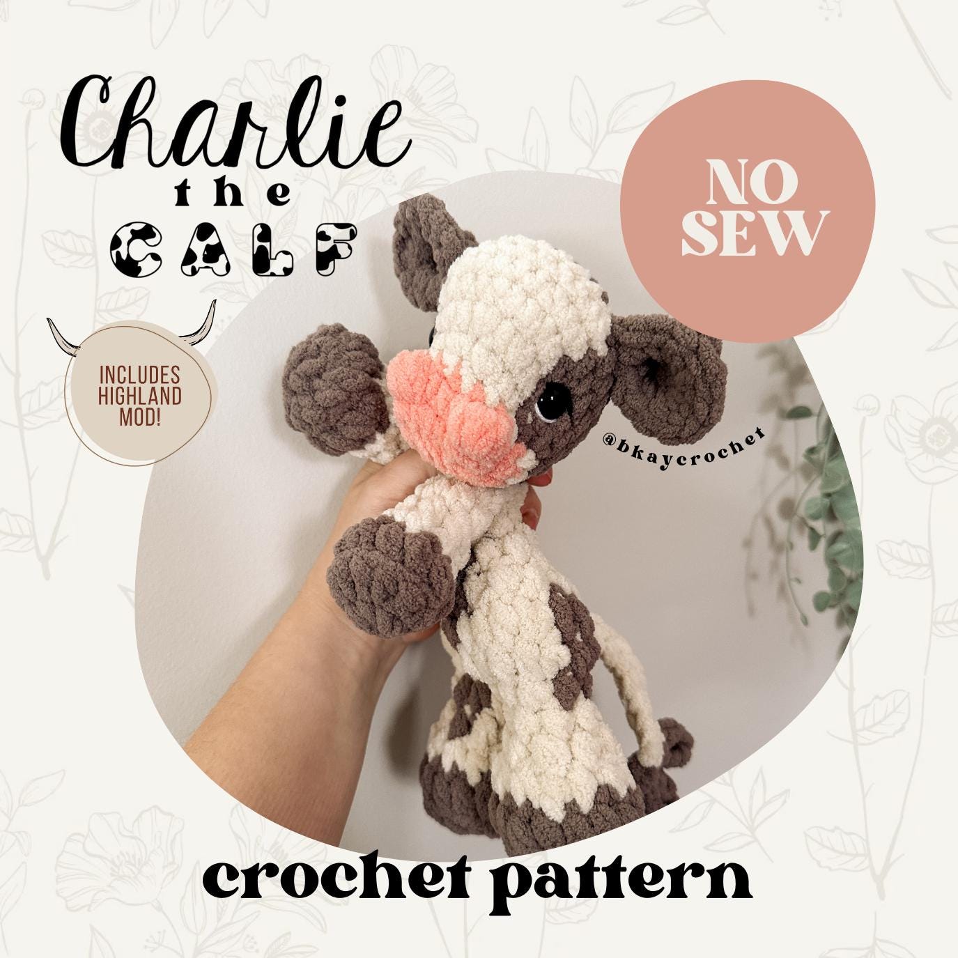 BkayCrochetCo Charlie the Calf Amigurumi Crochet Pattern PDF