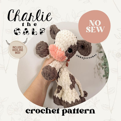 BkayCrochetCo Charlie the Calf Amigurumi Crochet Pattern PDF