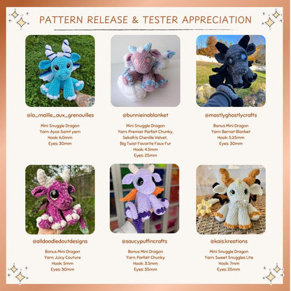 SnuggleBeansCrochet Mini Snuggle Dragons Crochet Pattern 2 in 1 Advanced Beginner PDF
