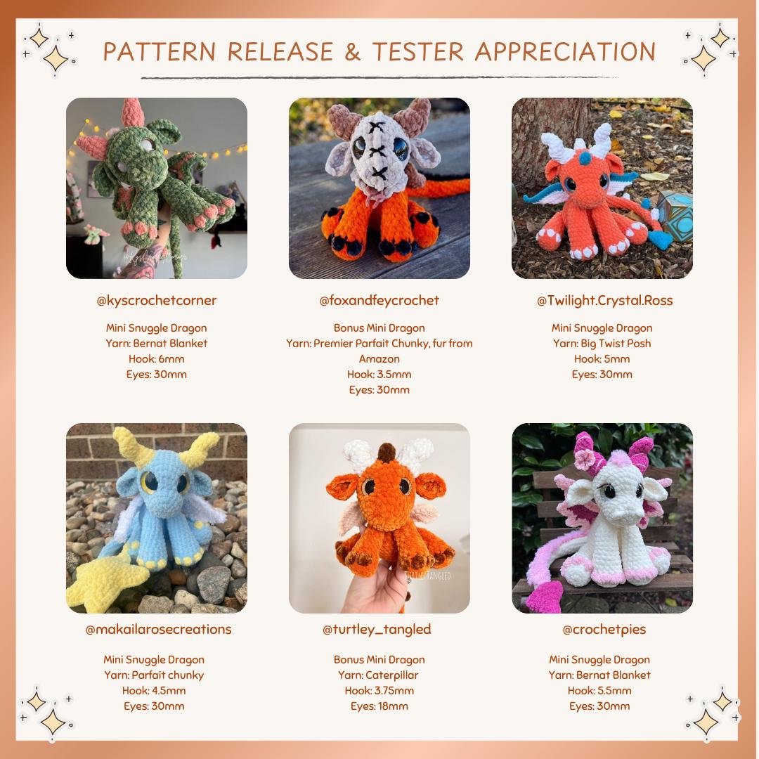 SnuggleBeansCrochet Mini Snuggle Dragons Crochet Pattern 2 in 1 Advanced Beginner PDF