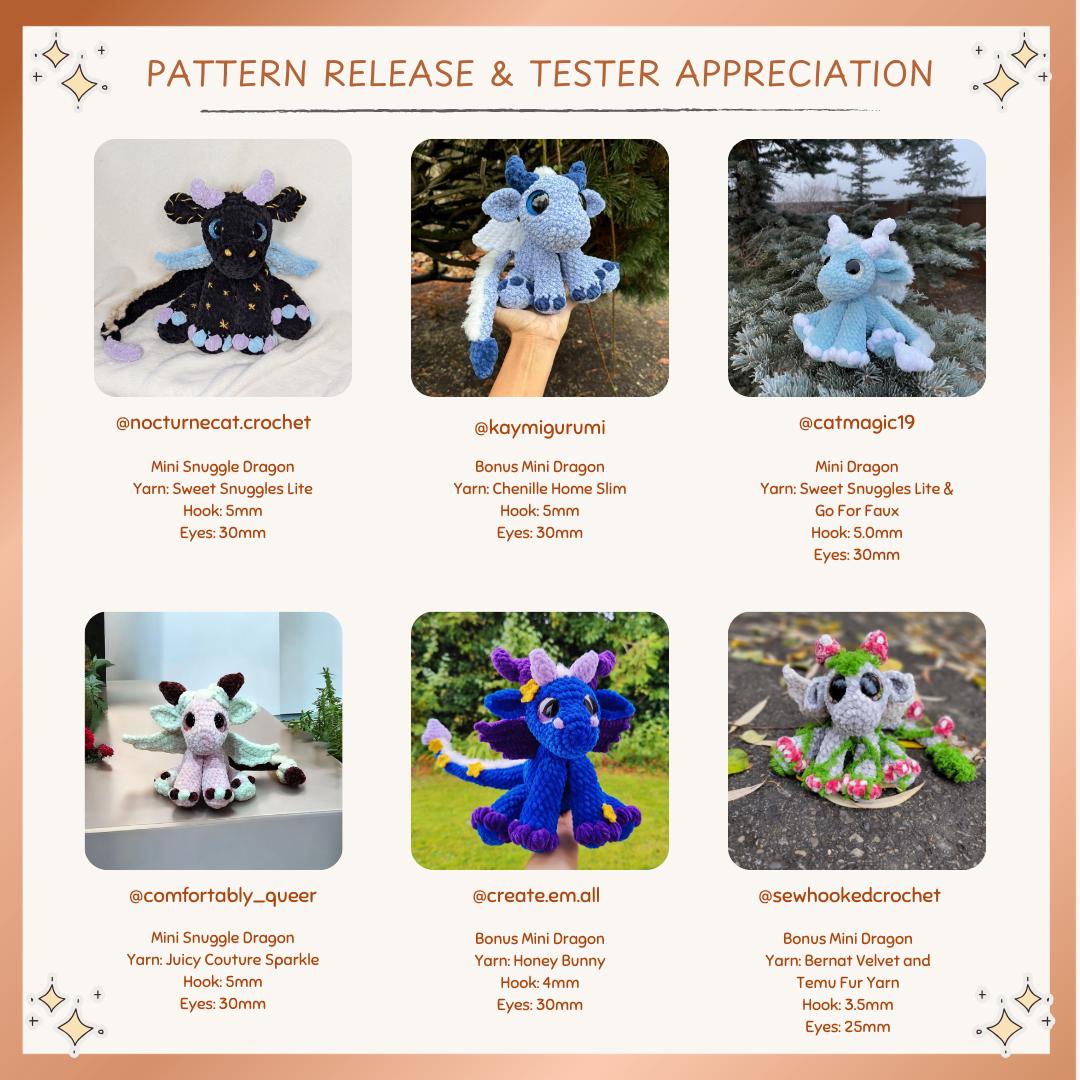 SnuggleBeansCrochet Mini Snuggle Dragons Crochet Pattern 2 in 1 Advanced Beginner PDF