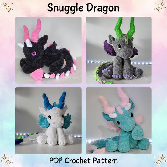 SnuggleBeansCrochet Snuggle Dragon Crochet Pattern Customizable Amigurumi PDF