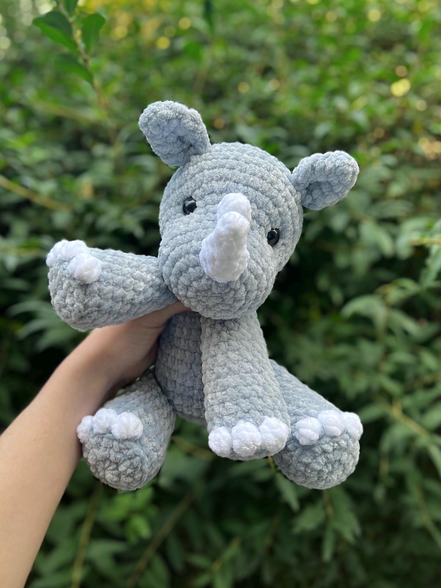 Crochet Sitting Rhino Amigurumi Pattern PDF