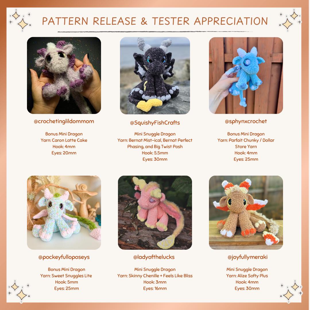 SnuggleBeansCrochet Mini Snuggle Dragons Crochet Pattern 2 in 1 Advanced Beginner PDF