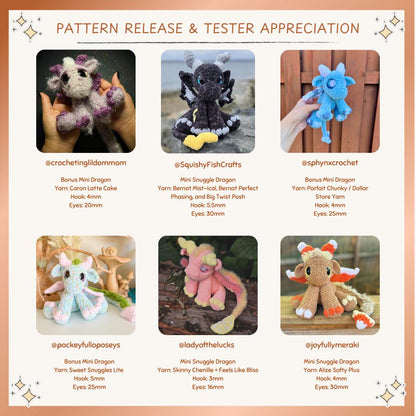 SnuggleBeansCrochet Mini Snuggle Dragons Crochet Pattern 2 in 1 Advanced Beginner PDF