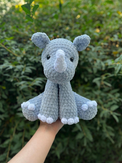 Crochet Sitting Rhino Amigurumi Pattern PDF