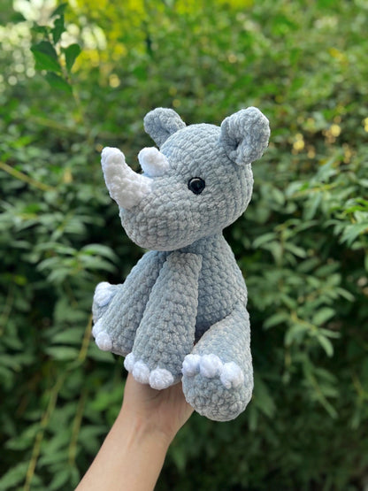 Crochet Sitting Rhino Amigurumi Pattern PDF