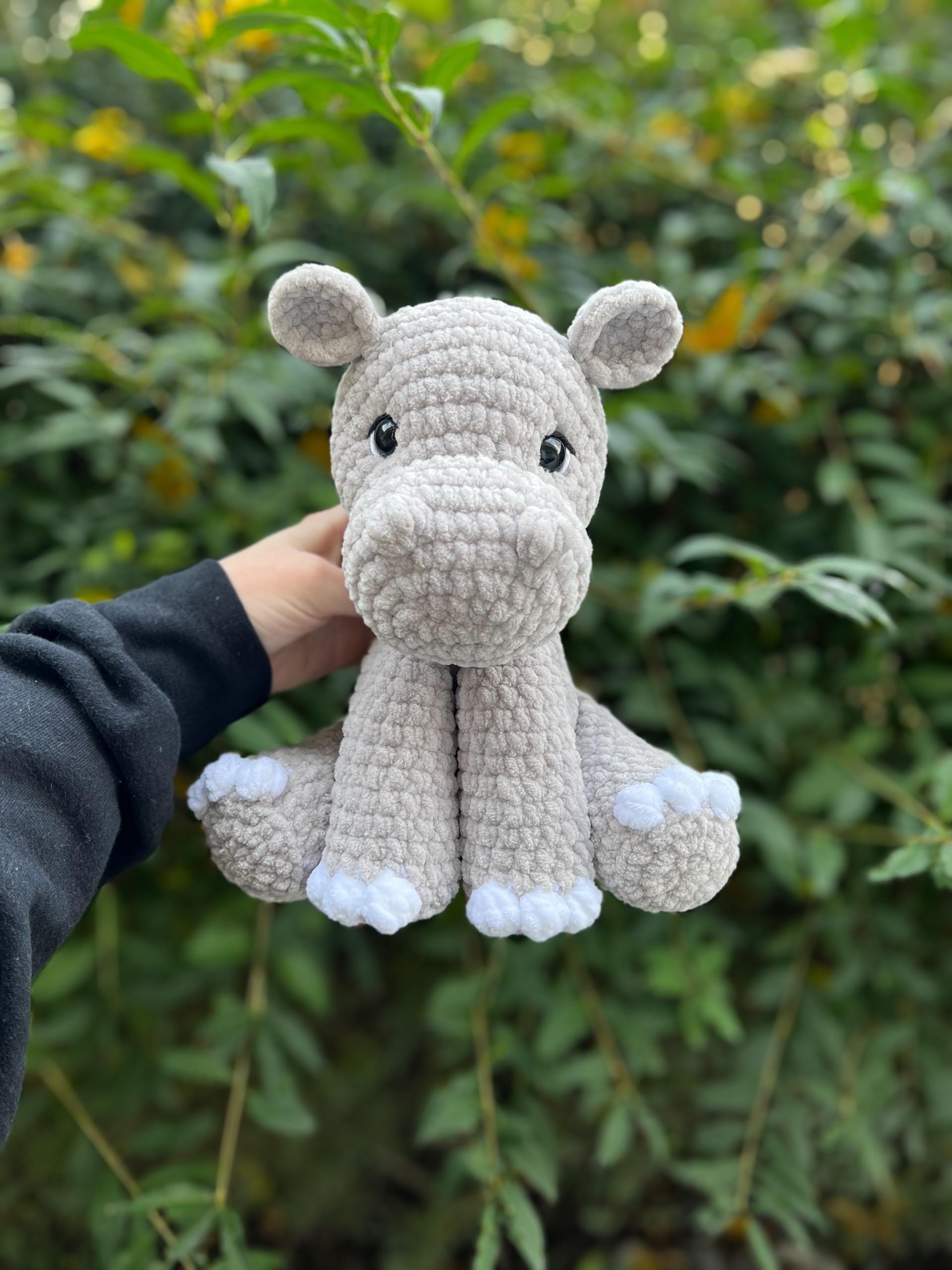 KnotsandSnugglesCo Pebbles the Hippo Amigurumi Crochet Pattern PDF