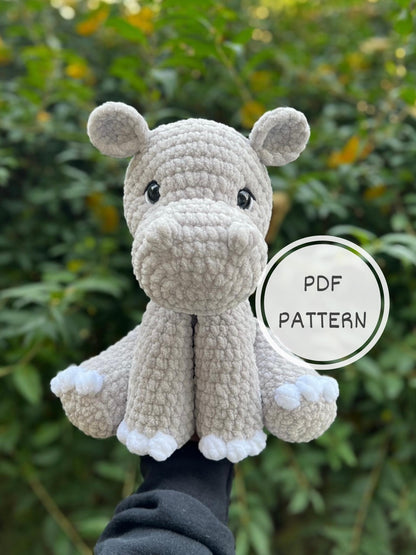 KnotsandSnugglesCo Pebbles the Hippo Amigurumi Crochet Pattern PDF
