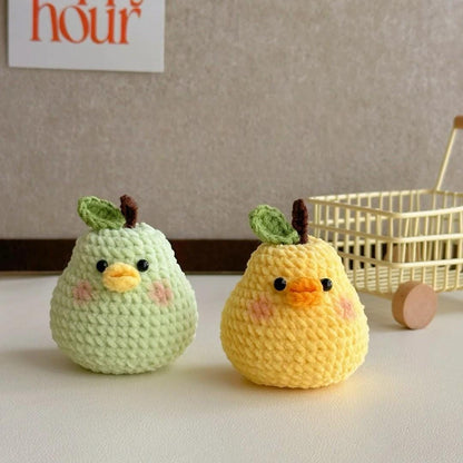 Hooktasyy Pear Duck Crochet Pattern Cute Fruit Plushie Amigurumi PDF