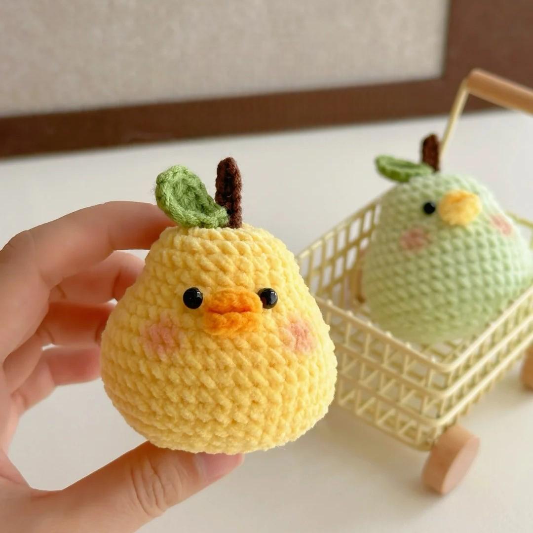 Hooktasyy Pear Duck Crochet Pattern Cute Fruit Plushie Amigurumi PDF