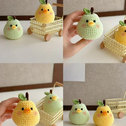 Hooktasyy Pear Duck Crochet Pattern Cute Fruit Plushie Amigurumi PDF