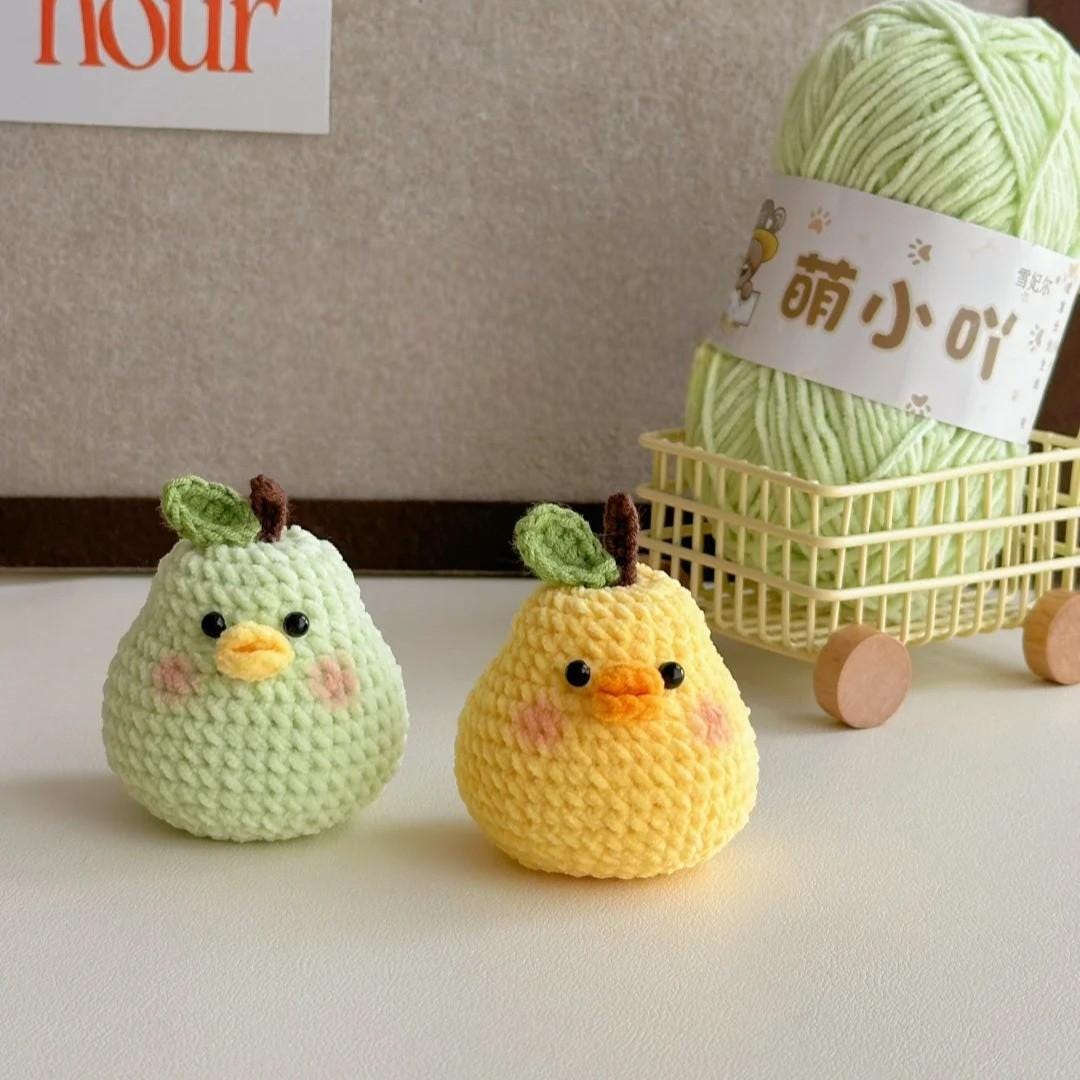 Hooktasyy Pear Duck Crochet Pattern Cute Fruit Plushie Amigurumi PDF