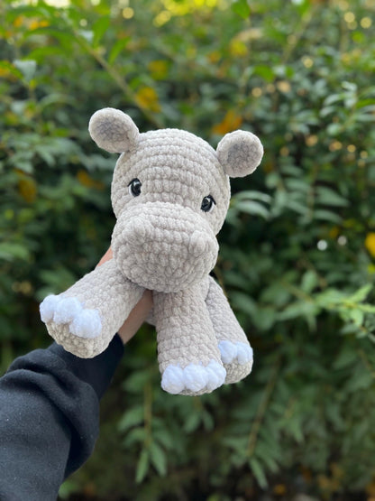 KnotsandSnugglesCo Pebbles the Hippo Amigurumi Crochet Pattern PDF