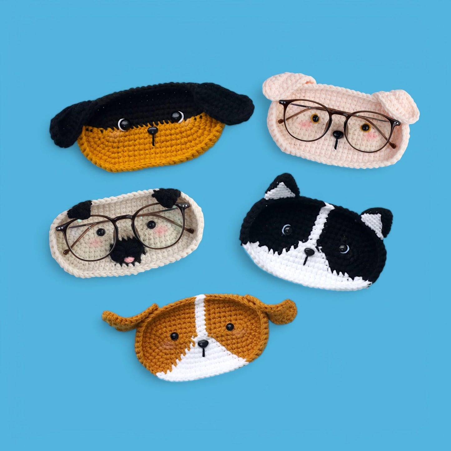 Hooktasyy 15-in-1 Farm Animals Eyeglasses Holder Crochet Pattern PDF