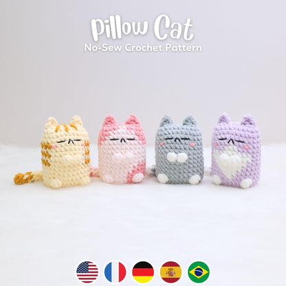 Bedabee No-Sew 4-in-1 Pillow Cat Plushies Crochet Pattern Amigurumi PDF Tutorial
