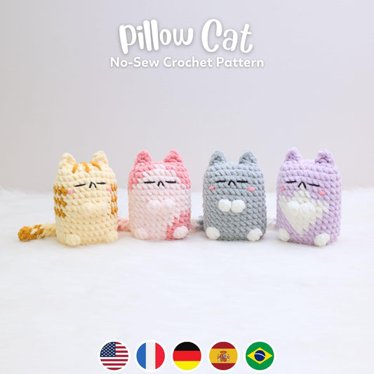 Bedabee No-Sew 4-in-1 Pillow Cat Plushies Crochet Pattern Amigurumi PDF Tutorial