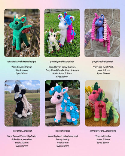SnuggleBeansCrochet Willow the Unicorn Crochet Pattern 2-in-1 Pegasus Amigurumi PDF
