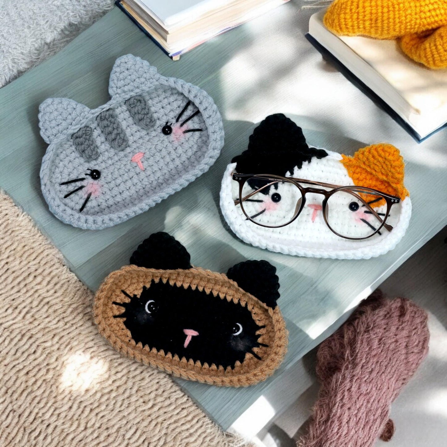 Hooktasyy 15-in-1 Farm Animals Eyeglasses Holder Crochet Pattern PDF