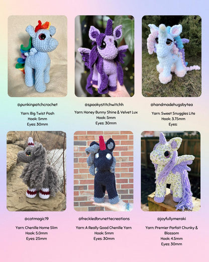 SnuggleBeansCrochet Willow the Unicorn Crochet Pattern 2-in-1 Pegasus Amigurumi PDF