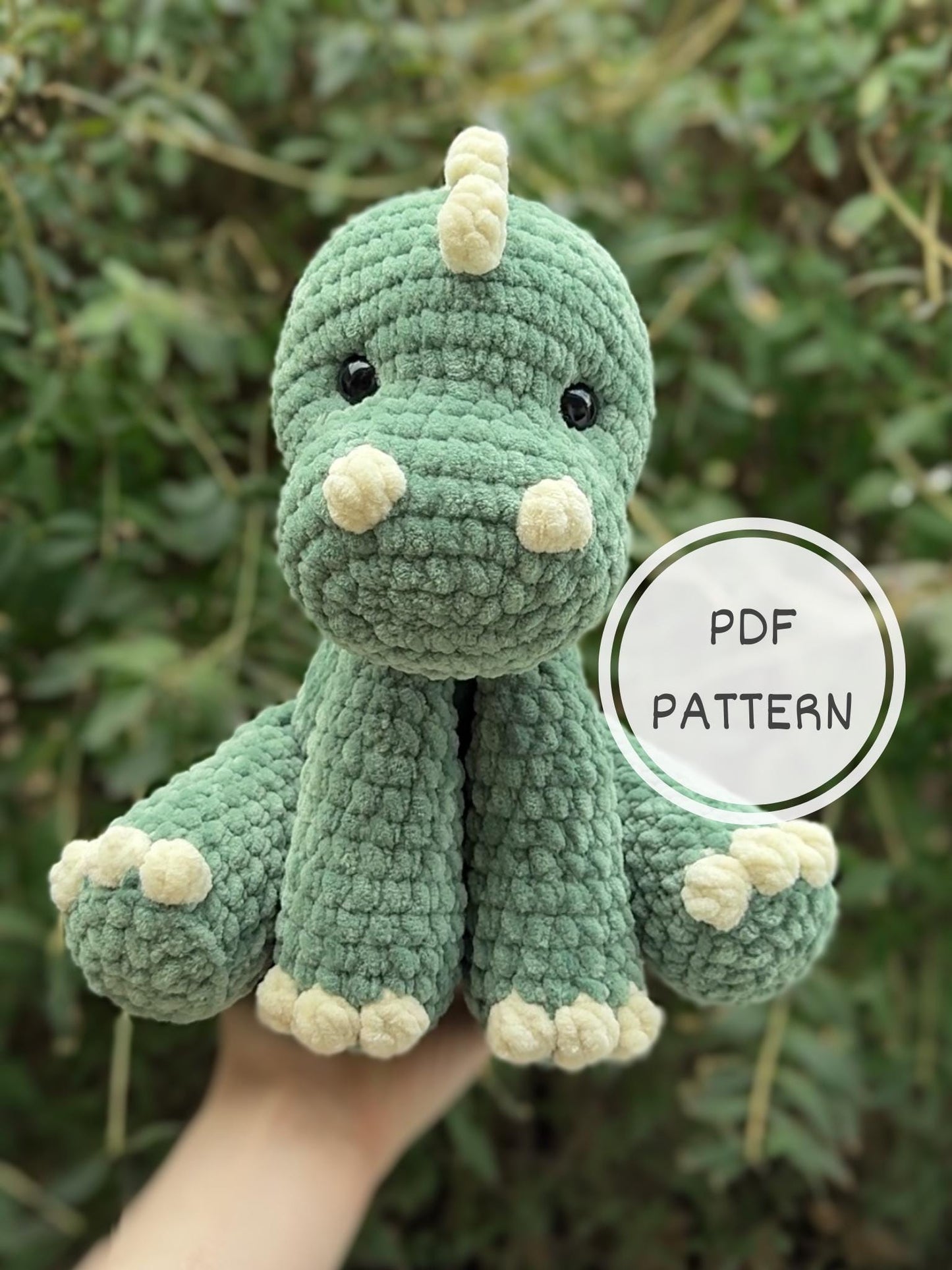 KnotsandSnugglesCo Spike the Dinosaur Amigurumi Crochet Pattern PDF