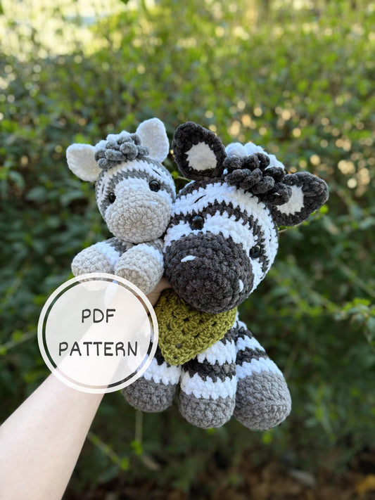 Crochet Sitting Zebra Pattern Safari Amigurumi Stuffed Animal Tutorial PDF