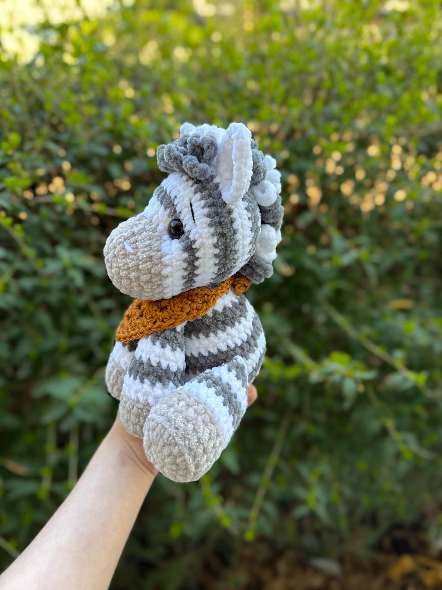 Crochet Sitting Zebra Pattern Safari Amigurumi Stuffed Animal Tutorial PDF