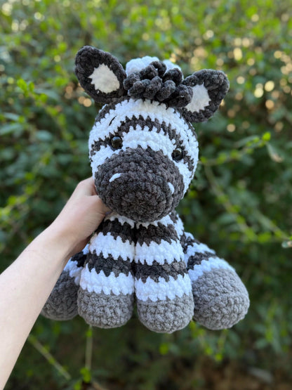 Crochet Sitting Zebra Pattern Safari Amigurumi Stuffed Animal Tutorial PDF