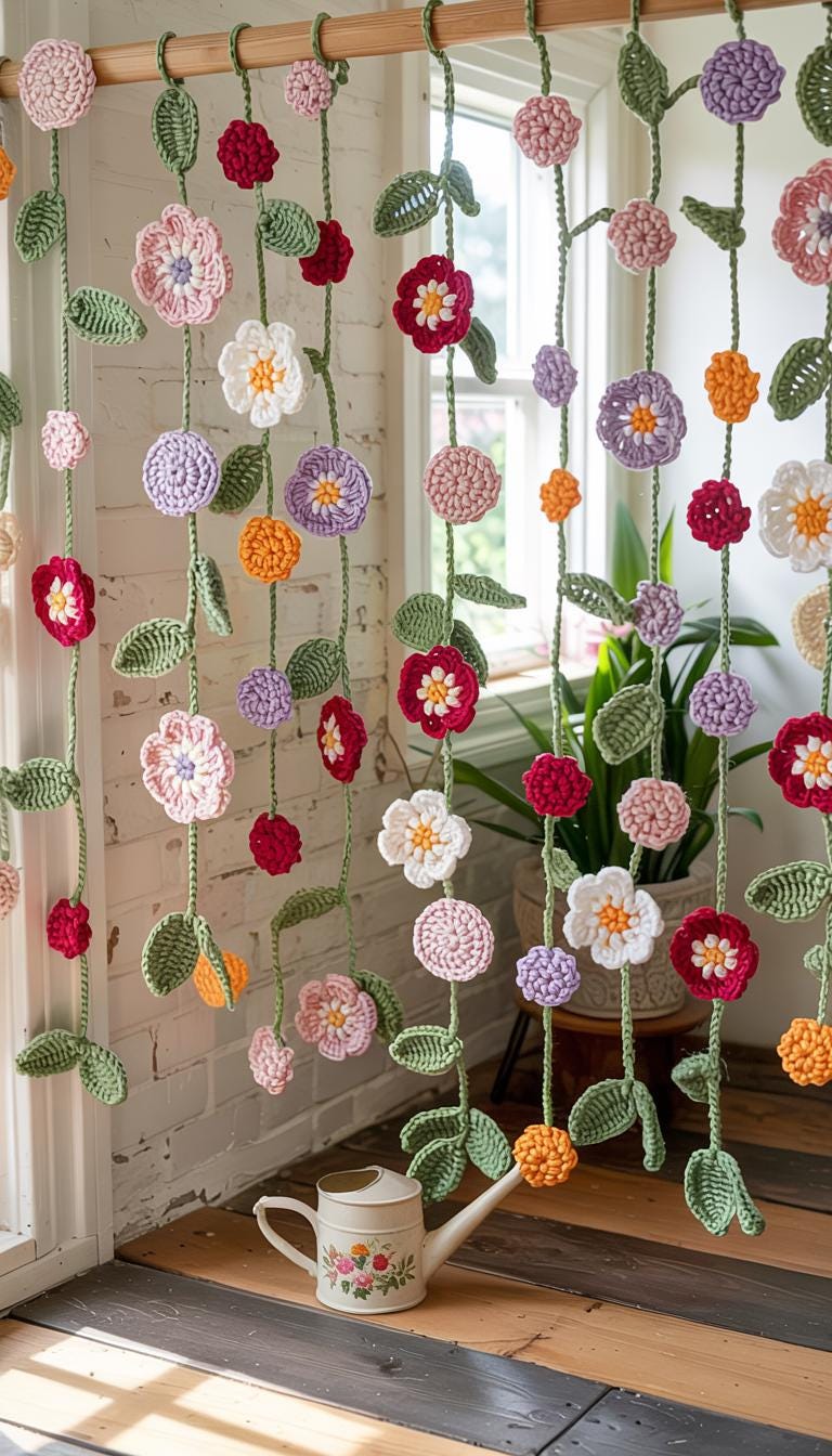 Hooktasyy 2-in-1 Flower Curtain Crochet Pattern English PDF