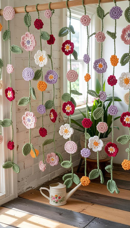 Hooktasyy 2-in-1 Flower Curtain Crochet Pattern English PDF
