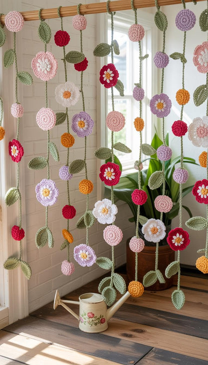 Hooktasyy 2-in-1 Flower Curtain Crochet Pattern English PDF