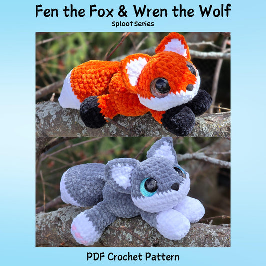 SnuggleBeansCrochet Fen the Fox & Wren the Wolf Crochet Pattern Intermediate PDF
