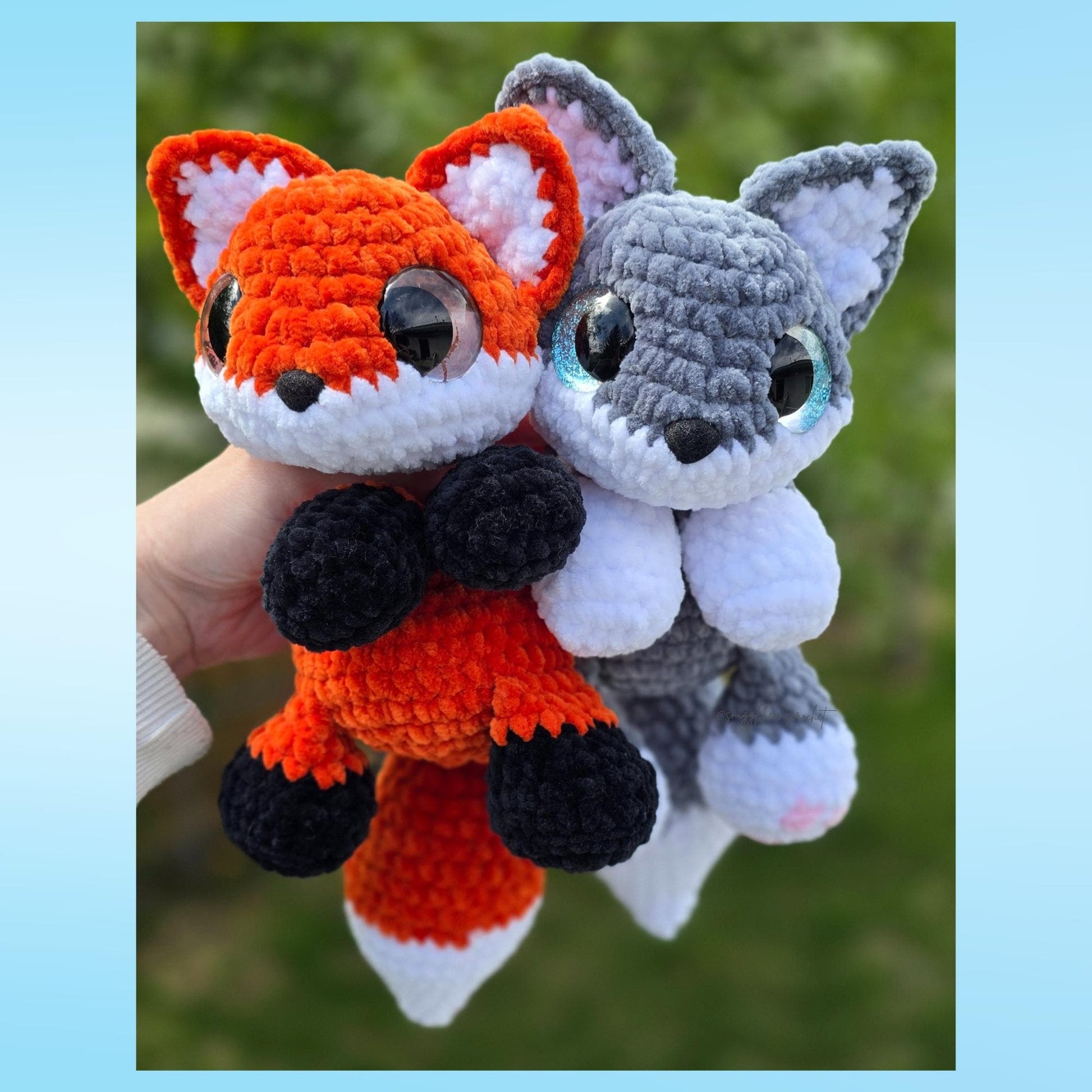 SnuggleBeansCrochet Fen the Fox & Wren the Wolf Crochet Pattern Intermediate PDF
