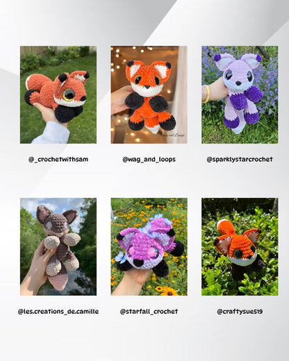SnuggleBeansCrochet Fen the Fox & Wren the Wolf Crochet Pattern Intermediate PDF