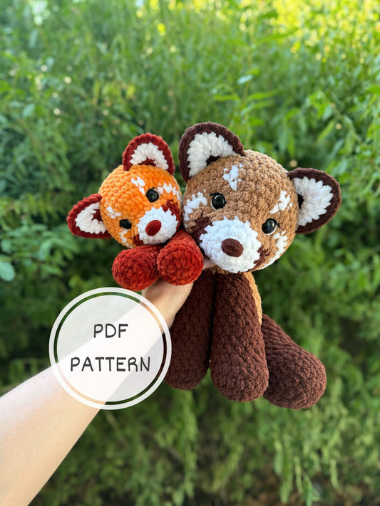 Crochet Sitting Red Panda Pattern Amigurumi Stuffed Animal Tutorial PDF