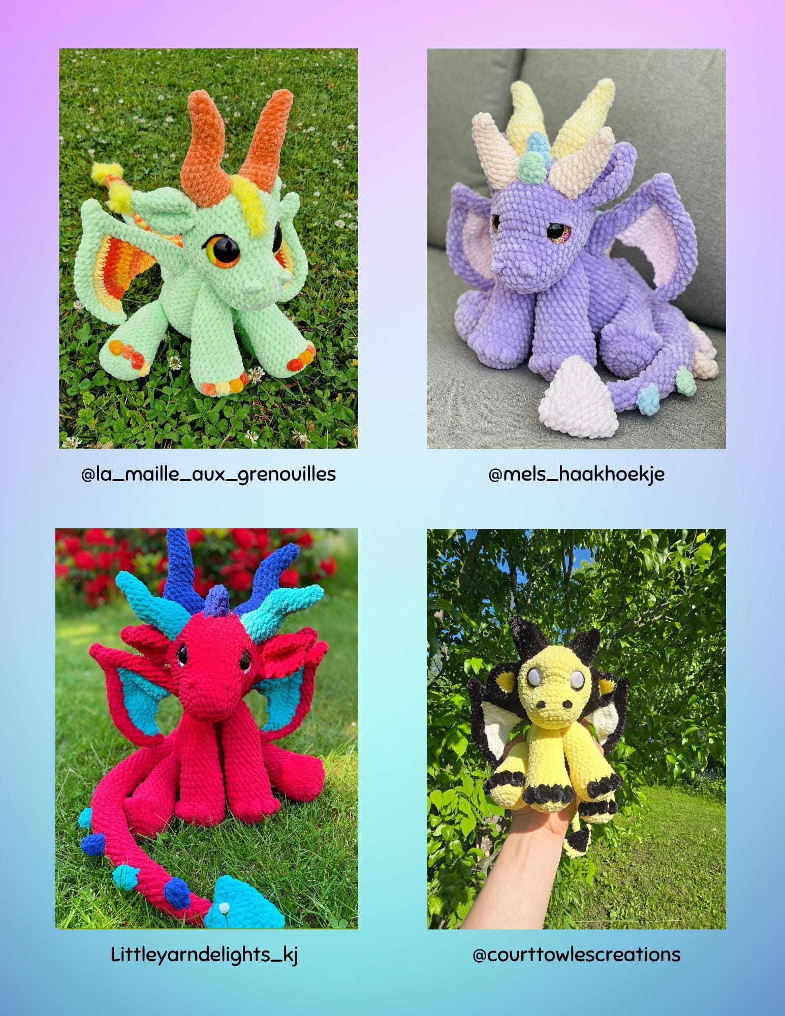SnuggleBeansCrochet Crochet Wings for Original Snuggle Dragon Add-on PDF Pattern