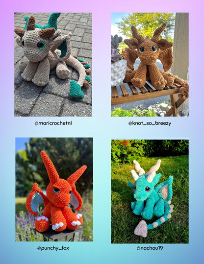 SnuggleBeansCrochet Crochet Wings for Original Snuggle Dragon Add-on PDF Pattern
