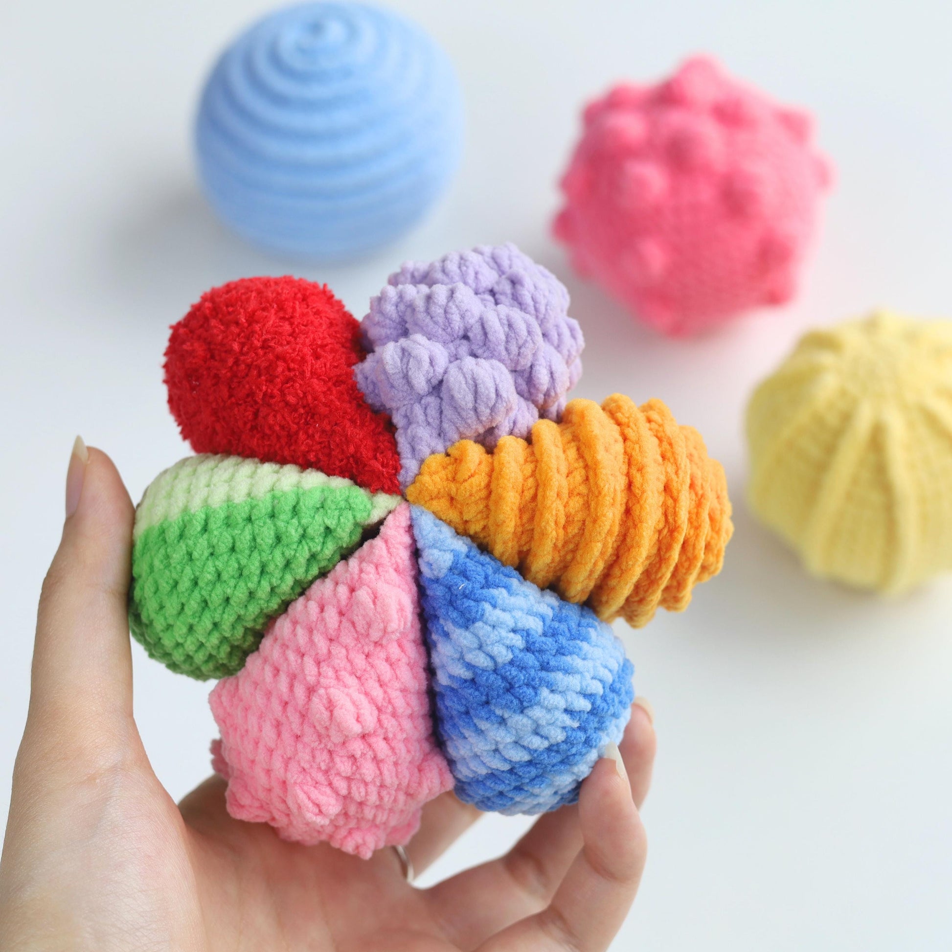 Hooktasyy 4-in-1 Sensory Balls Crochet Pattern Montessori Baby Gift PDF